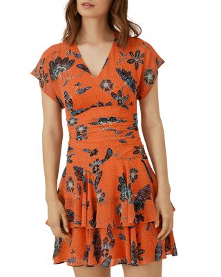 Karen Millen Tiered Floral Mini Dress ...